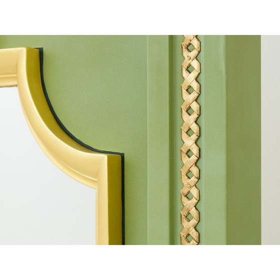 Image 1 of Pair of vintage cabinets in solid oak wood decorated with celadon green lacquer by André Arbus, 1930