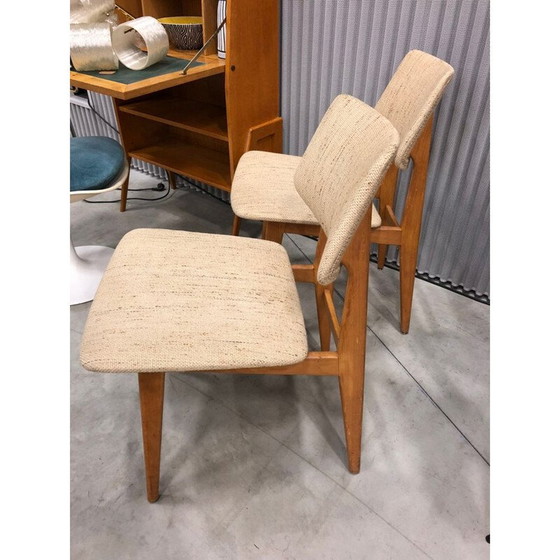 Image 1 of Set of 2 vintage chairs in wool and oak 1950