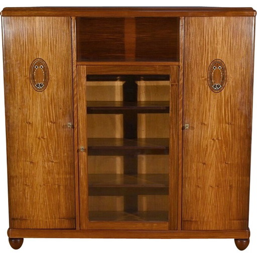 Vintage Art Deco bookcase in blond mahogany, 1940
