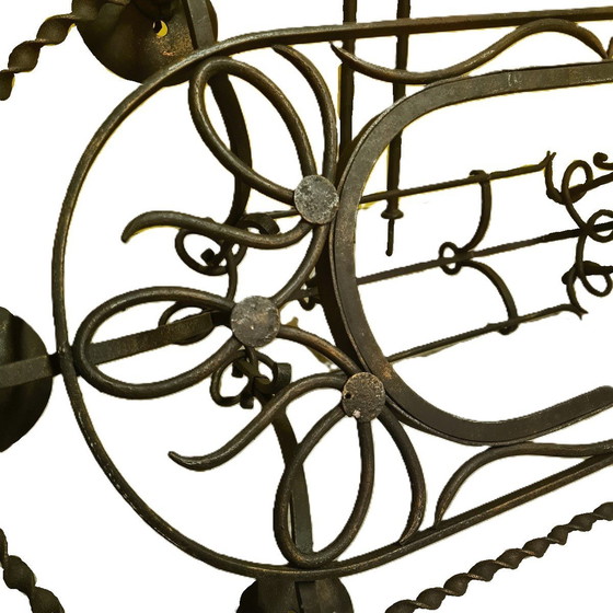 Image 1 of Lampadario in ferro battuto a 6 luci, circa 1950