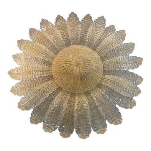 Contemporary Venetian Sunflwer Murano Glass Gold Flush Mount