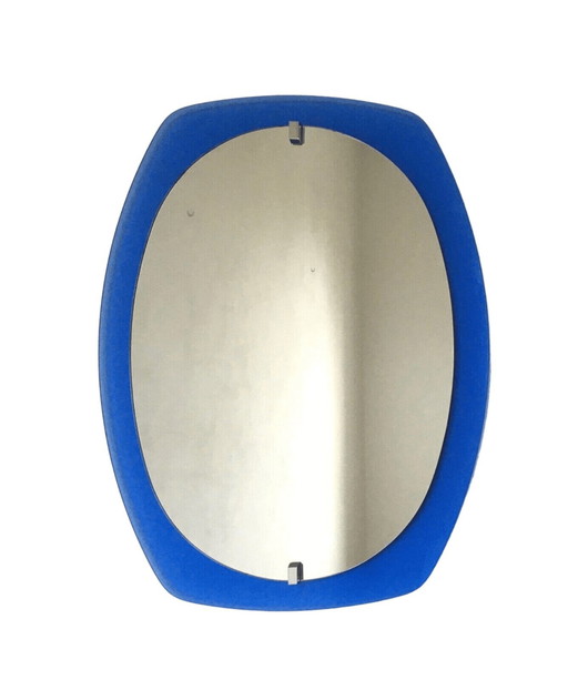 Mirror with blue glass frame by Veca, 1960s