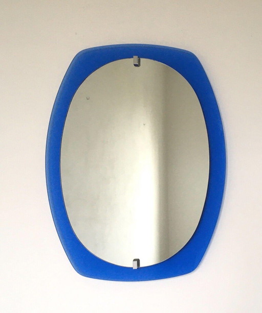 Mirror with blue glass frame by Veca, 1960s