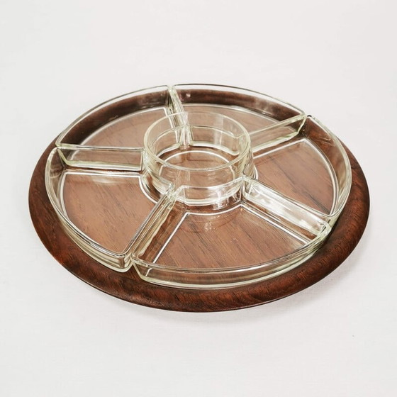 Image 1 of Vintage teak and glass table set for appetizers, Denmark 1960s