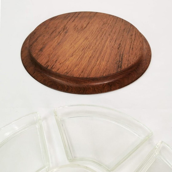Image 1 of Vintage teak and glass table set for appetizers, Denmark 1960s