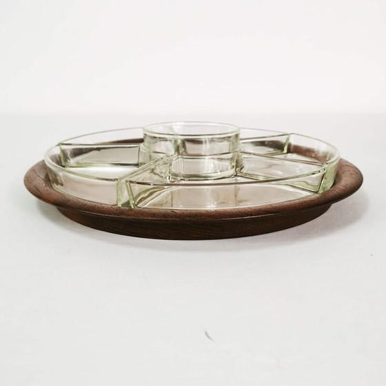 Image 1 of Vintage teak and glass table set for appetizers, Denmark 1960s