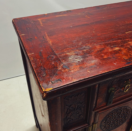 Image 1 of Authentic Chinese Cabinet With Handcrafted Carvings