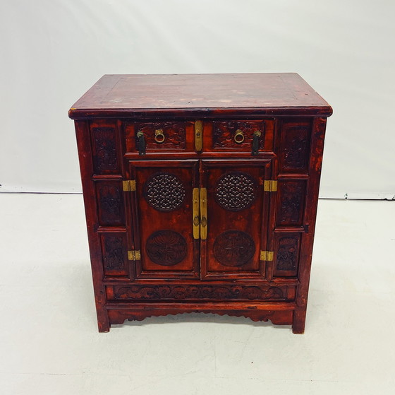 Image 1 of Authentic Chinese Cabinet With Handcrafted Carvings