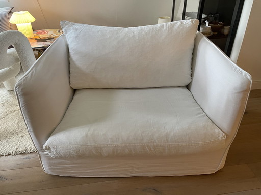 White Linen Loveseat - La Redoute