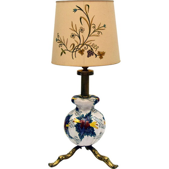 Image 1 of Lampada vintage in ceramica e ottone, Italia 1950