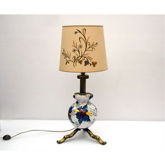 Image 1 of Lampada vintage in ceramica e ottone, Italia 1950