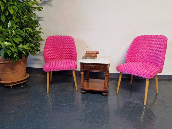 Image 1 of 2X Shell Chairs Vintage Pink New Upholstered