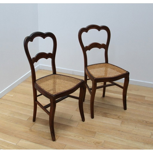 Vintage cherrywood chair with cane seat