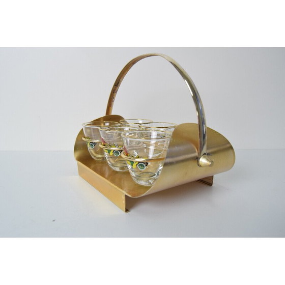 Image 1 of Bicchierini vintage con barra retrò, Cecoslovacchia anni '60