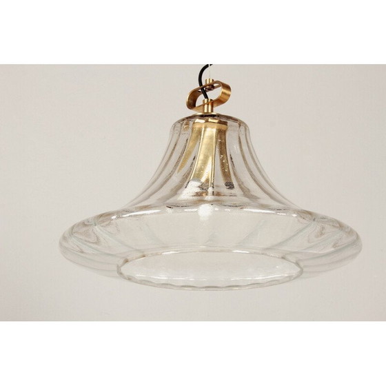 Image 1 of Lampada a sospensione vintage in vetro e ottone di Limburg, Germania, 1970