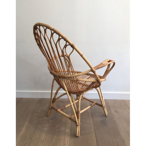 Image 1 of Pair of vintage rattan armchairs, egg shape, 1950