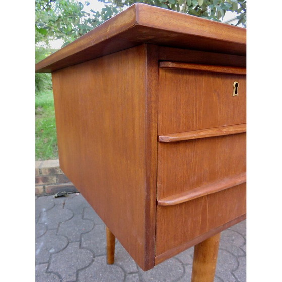 Image 1 of Vintage teak desk with 2 pedestals, Denmark 1960