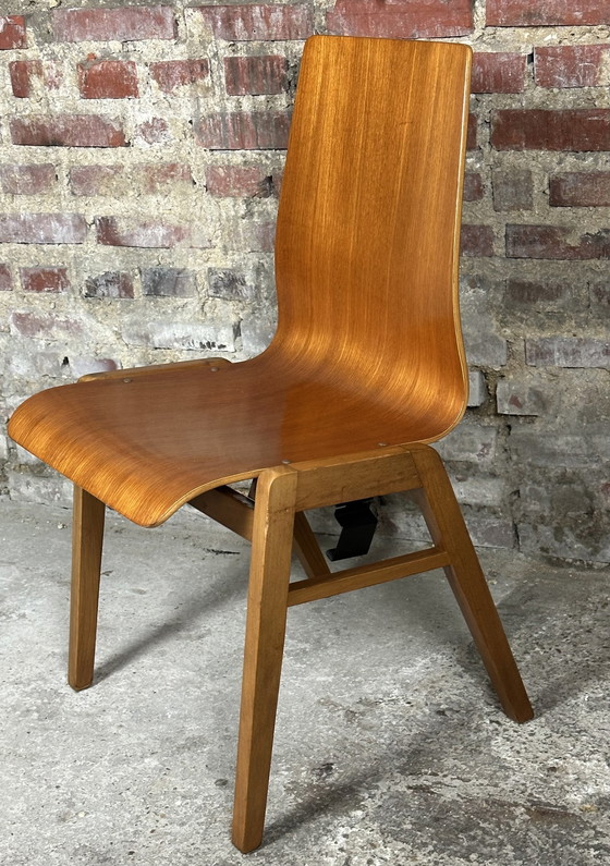 Image 1 of Scandinavian 1960'S Thermoformed Beech Chairs (Set Of 8)