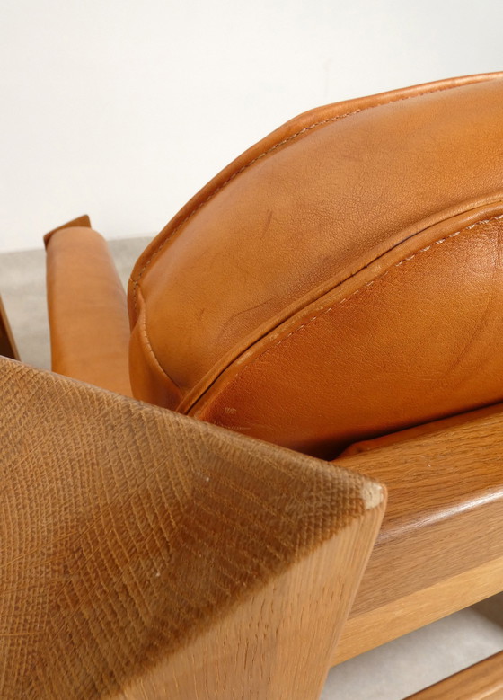 Image 1 of 2 oak armchairs in cognac leather by Skilla