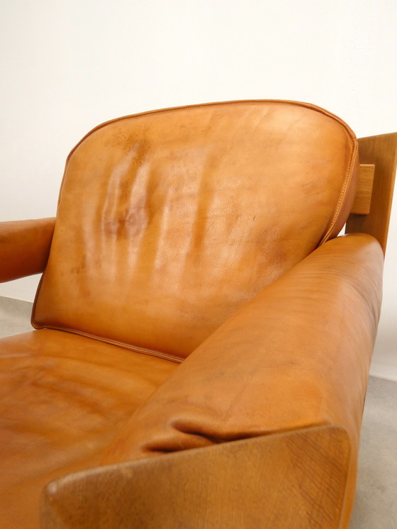 Image 1 of 2 oak armchairs in cognac leather by Skilla