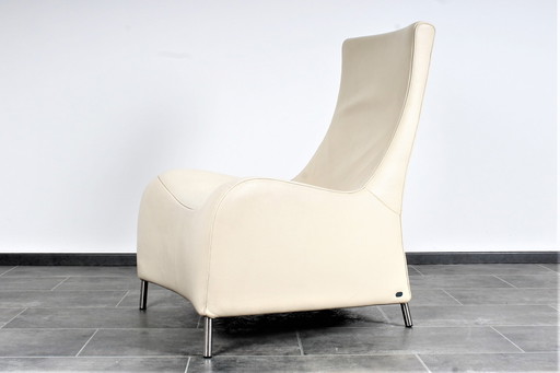 Fauteuil club DS264 de De Sede en cuir blanc crème