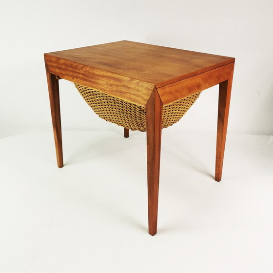 Image 1 of Vintage teak and beech side table by Severin Hansen for Haslev, Denmark 1950