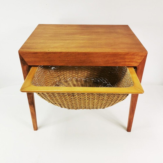 Image 1 of Vintage teak and beech side table by Severin Hansen for Haslev, Denmark 1950