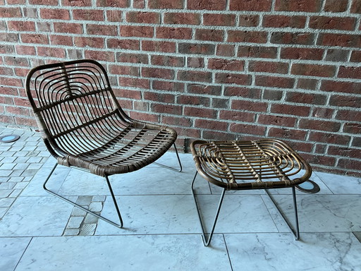 Bamboo rattan lounge chair