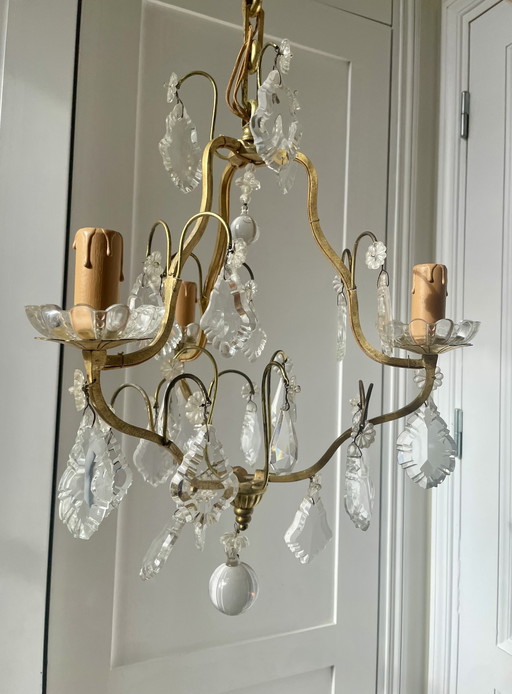 Brass And Crystal Chandelier