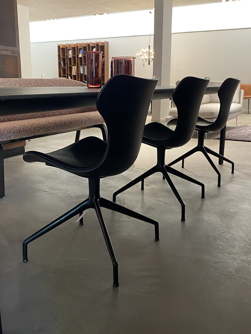 3X B&B Italia - Papilio Shell Chairs - Black Leather