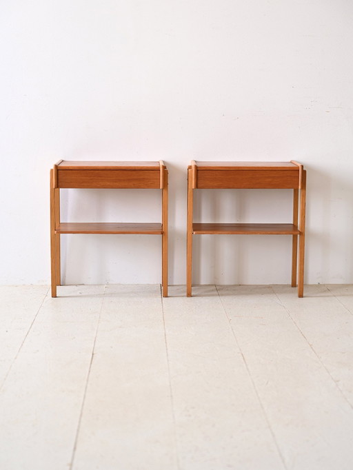 Pair Of Swedish Teak Bedside Tables With Drawer