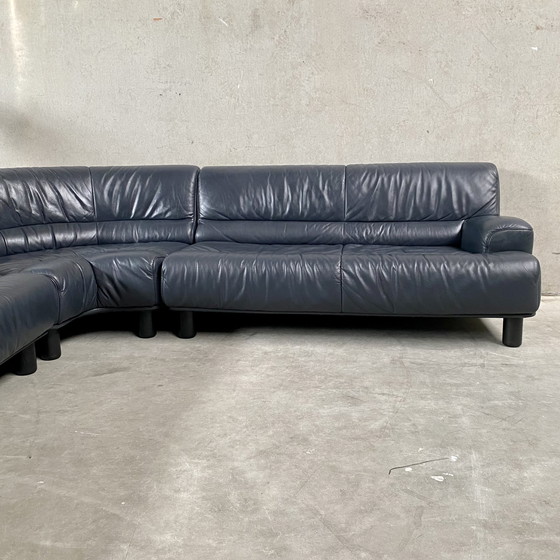 Image 1 of Large Dark Blue leather DE SEDE "DS18" corner sofa