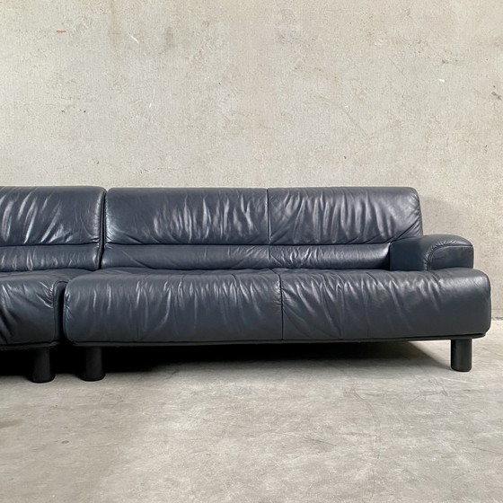 Image 1 of Large Dark Blue leather DE SEDE "DS18" corner sofa