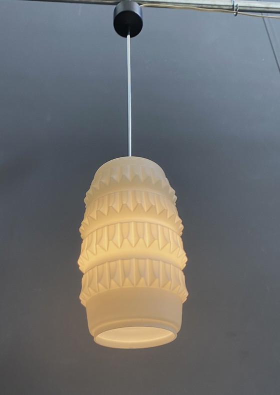 Image 1 of White Glass Brutalis Pendant Lamp 1960S 