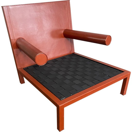 Vintage armchair in leather and fabric by Antonio Citterio for B et B Italia, Italy 1980
