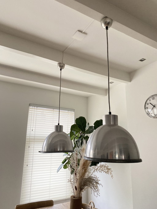 2x Italian Designer Industrial Hanging Lamps