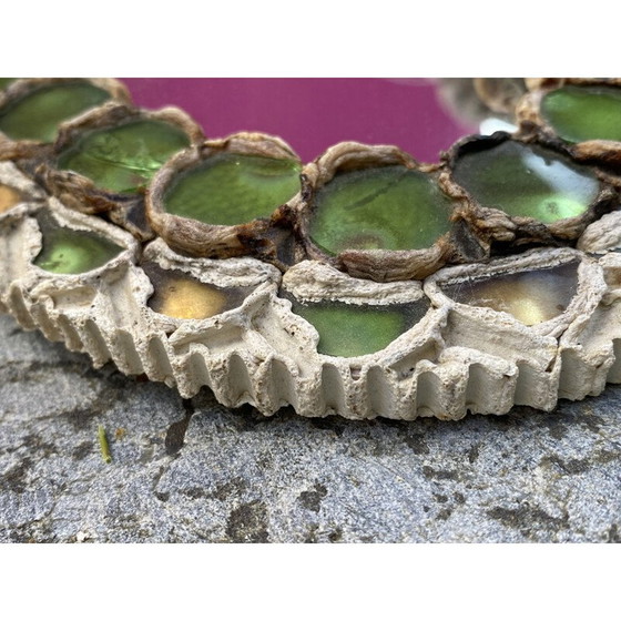 Image 1 of Vintage mirror in talosel and glass cabochons, 1960