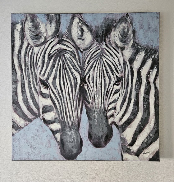 Image 1 of Zebra Horses Large Modern Painting