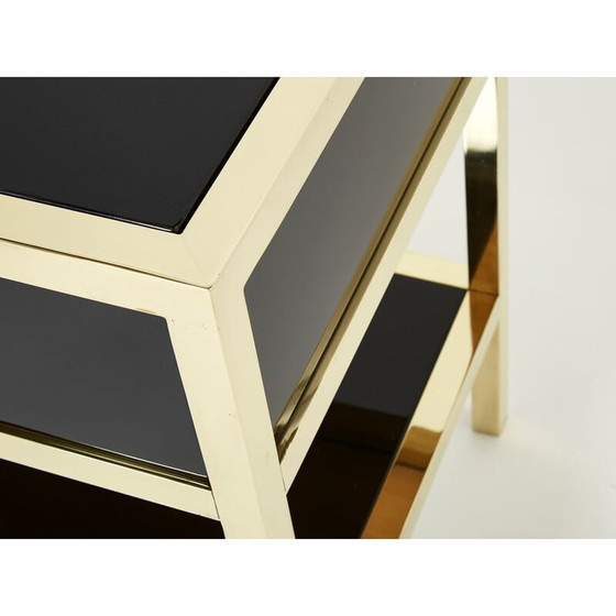 Image 1 of Pair of vintage night stands in lacquer and brass by Michel Pigneres, 1970