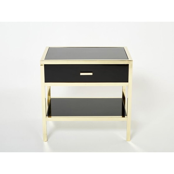 Image 1 of Pair of vintage night stands in lacquer and brass by Michel Pigneres, 1970