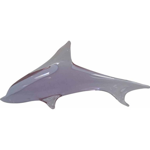 Mid-century Art Glass dolphin sculpture by Miloslav Janků for Zelezný Brod, Czechoslovakia 1960s