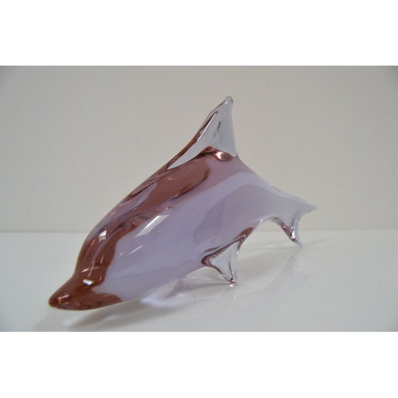 Image 1 of Mid-century Art Glass dolphin sculpture by Miloslav Janků for Zelezný Brod, Czechoslovakia 1960s