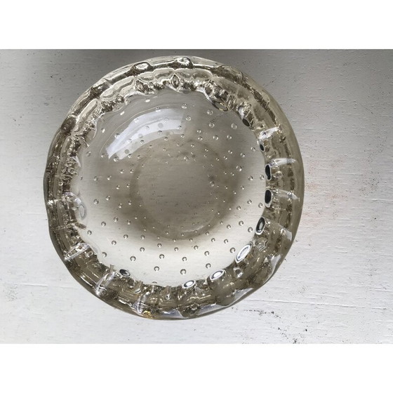 Image 1 of Vintage Art Deco ashtray in transparent bubble crystal for Daum, France 1930