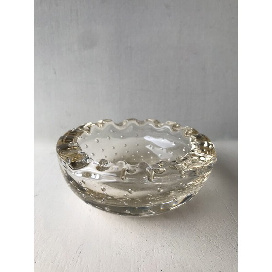 Image 1 of Vintage Art Deco ashtray in transparent bubble crystal for Daum, France 1930