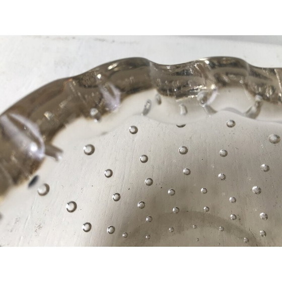 Image 1 of Vintage Art Deco ashtray in transparent bubble crystal for Daum, France 1930