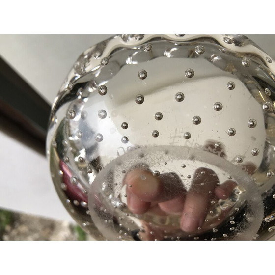 Image 1 of Vintage Art Deco ashtray in transparent bubble crystal for Daum, France 1930