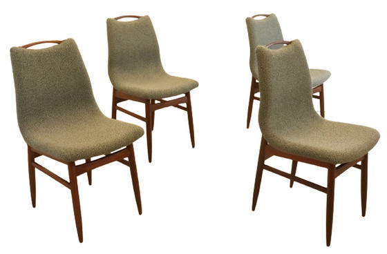 Image 1 of 4x chairs dining room chairs 'Burgerwei' reupholstered vintage