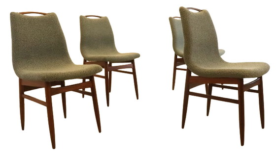 Image 1 of 4x chairs dining room chairs 'Burgerwei' reupholstered vintage
