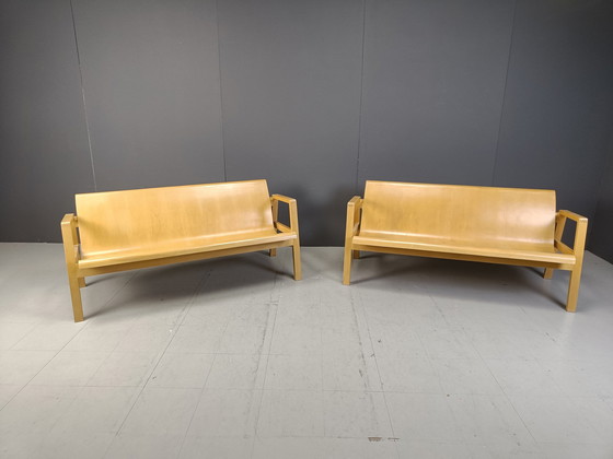 Image 1 of Mid Century Plywood Benches In The Manner Of Alvar Aalto, 1960 - Set Of 2