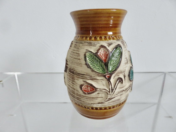Image 1 of West Germany Ceramic Vase With Floral Design, 1960s